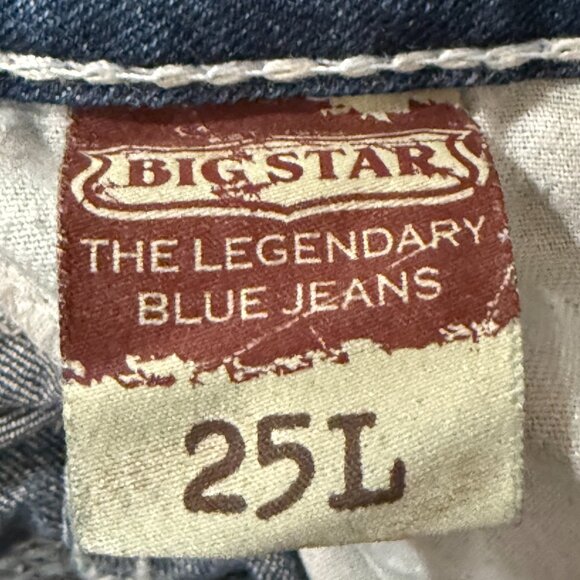 BIG STAR LIV LOW RISE BOOTCUT FLARE 25 LONG Women's Denim Jeans Western Y2K Blue - Picture 8 of 11
